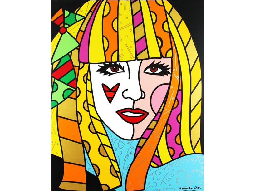 Nem os figurinos ousados de Lady Gaga chegam aos pés do retrato com os traços de Romero Britto