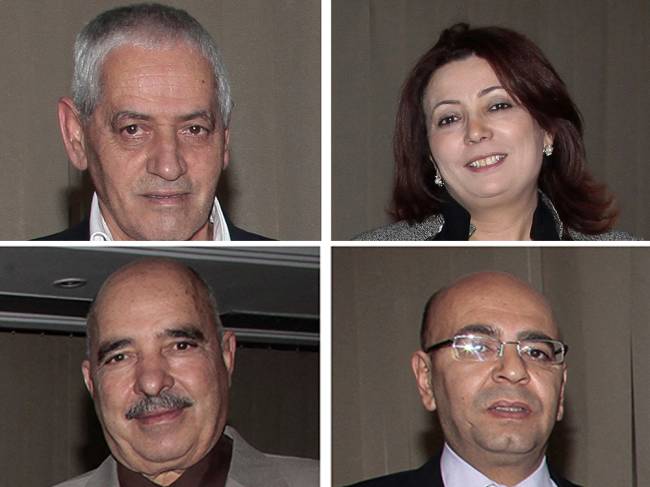 alx_imagens-do-dia-20151009-93_original.jpeg O secretário-geral da União Geral Tunisiana do Trabalho (UGTT), Houcine Abbassi, a presidente da União Tunisiana da Indústria, do Comércio e do Artesanato (Utica), Wided Bouchamaoui, o presidente da Liga Tunisiana dos Direitos Humanos (LTDH), Abdessattar ben Moussa e o advogado tunisiano Fadhel Mahfoudh, da Ordem Nacional dos Advogados da Tunísia (Onat). O conjunto de quatro organizações, chamado de Quarteto de Diálogo Nacional, ganhou o prêmio Nobel da Paz por sua contribuição para a construção de uma democracia plural na Tunísia após a revolução de 2011