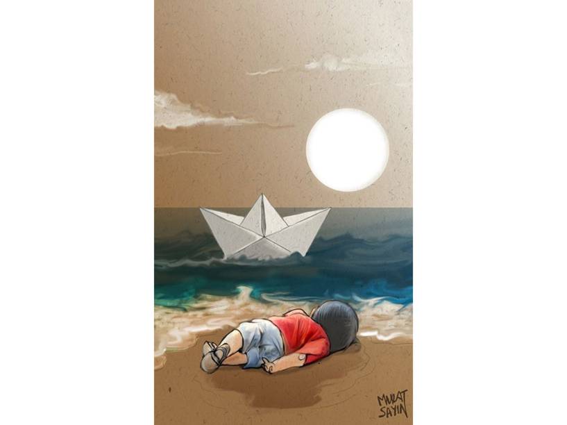 Ilustrações homenageiam o menino refugiado Aylan Kurdi, encontrado morto em praia na Turquia