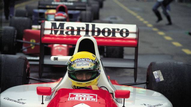 Ayrton Senna no grid de largada durante GP Brasil em 1991 em Interlagos Ayrton Senna no grid de largada durante GP Brasil em 1991 em Interlagos