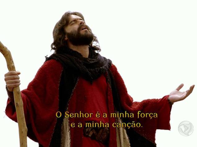 <p>Moisés (Guilherme Winter) canta após abertura do Mar Vermelho em Os Dez Mandamentos</p> <p>Moisés (Guilherme Winter) canta após abertura do Mar Vermelho em Os Dez Mandamentos</p>