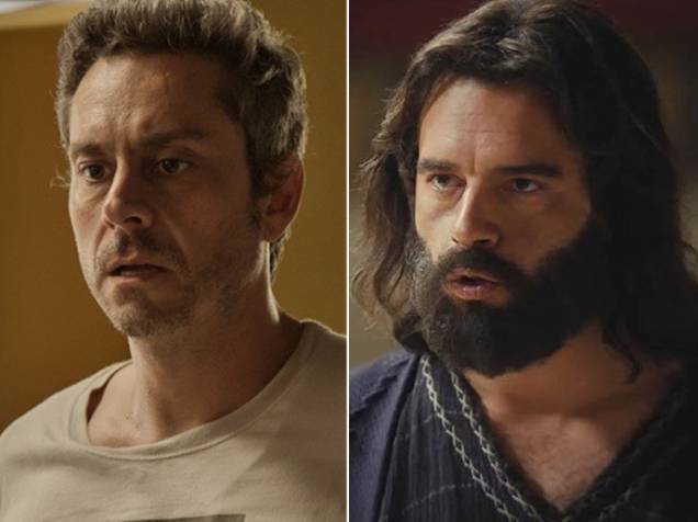 <p>Os protagonistas de cada trama, Romero Rômulo (Alexandre Nero), de A Regra do Jogo, e Moisés (Guilherme Winter), de Os Dez Mandamentos</p> <p>Os protagonistas de cada trama, Romero Rômulo (Alexandre Nero), de A Regra do Jogo, e Moisés (Guilherme Winter), de Os Dez Mandamentos</p>