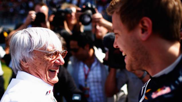 O chefe da Fórmula 1, Bernie Ecclestone: admiração pelo campeão alemão Sebastian Vettel O chefe da Fórmula 1, Bernie Ecclestone: admiração pelo campeão alemão Sebastian Vettel