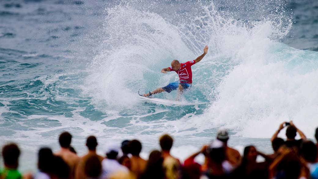 Surfista americano Kelly Slater durante o Quiksilver Pro Gold Coast, torneio de surfe em Queensland na Austrália