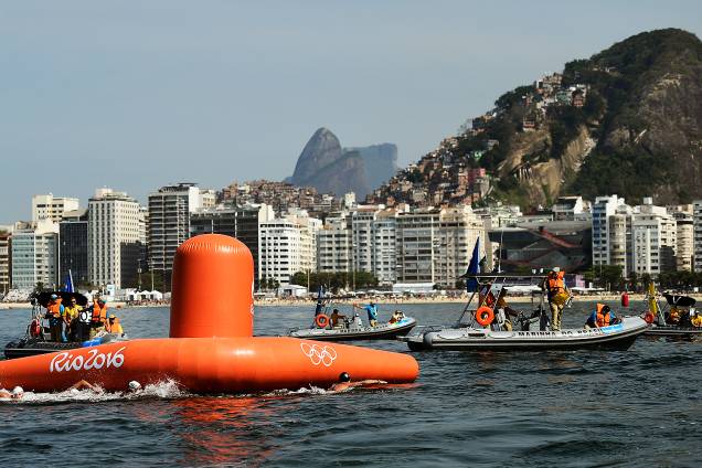 Praia de Copacabana, no Rio de Janeiro, é palco da prova de maratona aquática feminina nos Jogos Olímpicos Rio-2016 Praia de Copacabana, no Rio de Janeiro, é palco da prova de maratona aquática feminina nos Jogos Olímpicos Rio-2016