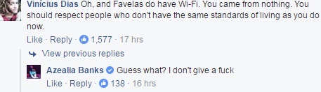 azealia Rapper Azealia Banks responde comentário de brasileiro com grosseria