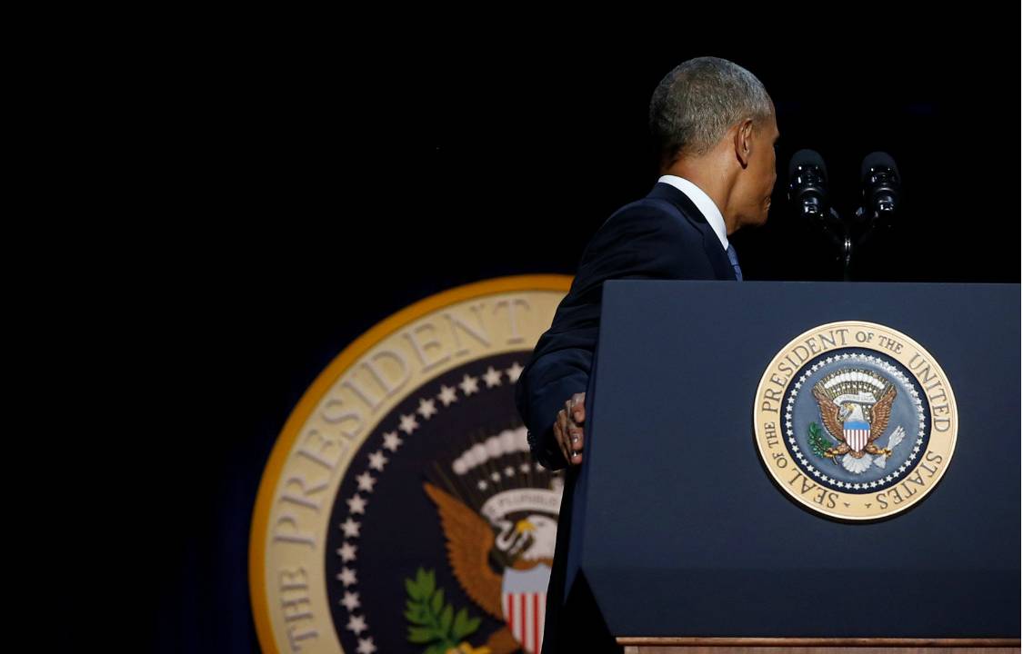 O presidente Obama durante seu discurso de despedida, em Chicago