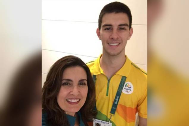 Fátima Bernardes e o filho Vinícius Fátima Bernardes e o filho Vinícius