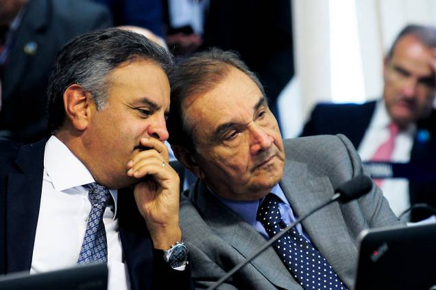 Os senadores Aécio Neves (PSDB-MG) e José Agripino (DEM-RN) na sabatina de Alexandre de Moraes, indicado pelo presidente Michel Temer para o cargo de ministro do Supremo Tribunal Federal (STF) - 21/02/2017 Os senadores Aécio Neves (PSDB-MG) e José Agripino (DEM-RN) na sabatina de Alexandre de Moraes, indicado pelo presidente Michel Temer para o cargo de ministro do Supremo Tribunal Federal (STF) - 21/02/2017