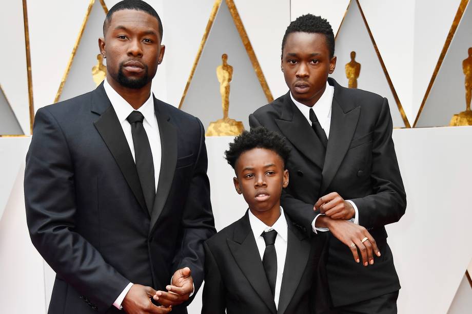 Trevante Rhodes, Alex R. Hibbert e Ashton Sanders do filme 'Moonlight: Sob a Luz do Luar' chegam para a cerimônia do Oscar em Hollywood - 26/02/2017