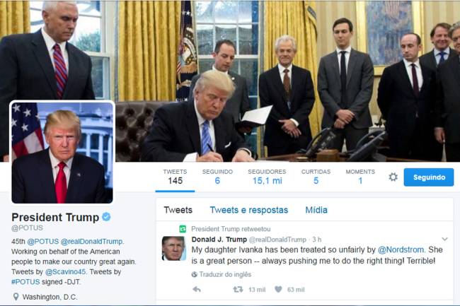 Trump critica loja no Twitter Trump critica loja no Twitter