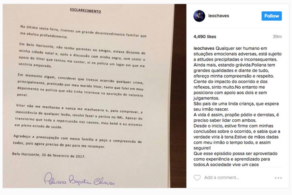Leo, que faz dupla com Victor, faz post em apoio ao irmão no Instagram Leo, que faz dupla com Victor, faz post em apoio ao irmão no Instagram