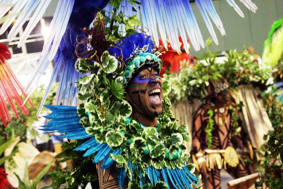 Com o enredo 'A virgem dos lábios de mel - Iracema', a escola de samba Beija-Flor de Nilópolis desfila no Sambódromo da Marquês de Sapucaí, no Rio de Janeiro (RJ) - 27/02/2017