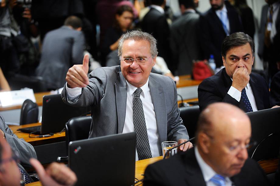 O senador Renan Calheiros (PMDB-AL), na Comissão de Constituição, Justiça e Cidadania (CCJ) que sabatina o indicado pelo presidente Michel Temer, Alexandre de Moraes, para o cargo de ministro do Supremo Tribunal Federal (STF)