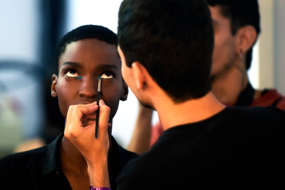 Detalhe de maquiagem na 43ª edição da SPFW, a semana de moda paulista aconteceu de 13 a 17 de março de 2017 no Parque Ibirapuera, na Zona Sul da capital Paulista