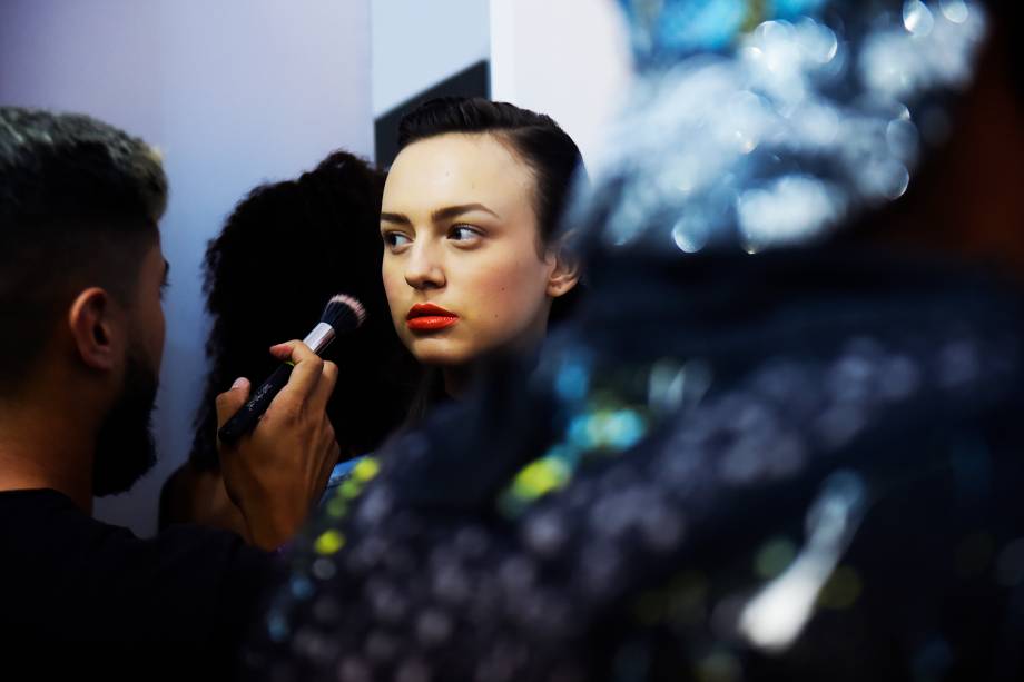 Modelo durante a 43ª edição da São Paulo Fashion Week (SPFW)