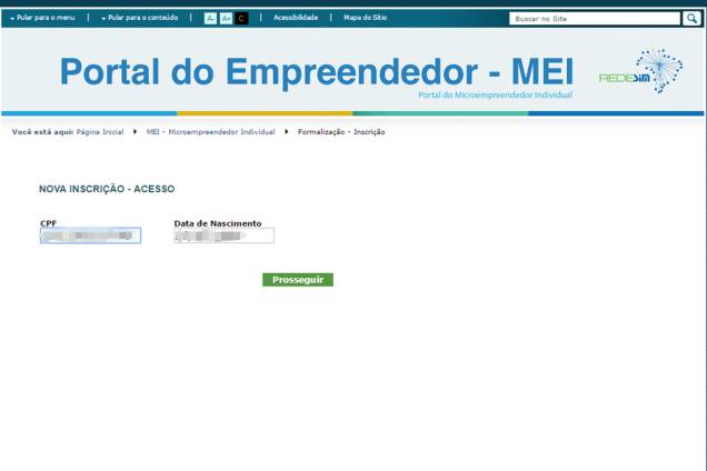 <span>2 - Agora, clique em </span><a href="https://www.portaldoempreendedor.gov.br/mei-microempreendedor-individual" target="_blank" data-saferedirecturl="https://www.google.com/url?hl=pt-BR&q=https://www.portaldoempreendedor.gov.br/mei-microempreendedor-individual&source=gmail&ust=1489010170663000&usg=AFQjCNEZxyX0ubR1WSg-xRcPpvOImmuK3w"><span>FORMALIZAÇÃO - INSCRIÇÃO</span></a><span>. Vai abrir uma tela pedindo que você com seu CPF e data de nascimento. </span> <span>2 - Agora, clique em </span><a href="https://www.portaldoempreendedor.gov.br/mei-microempreendedor-individual" target="_blank" data-saferedirecturl="https://www.google.com/url?hl=pt-BR&q=https://www.portaldoempreendedor.gov.br/mei-microempreendedor-individual&source=gmail&ust=1489010170663000&usg=AFQjCNEZxyX0ubR1WSg-xRcPpvOImmuK3w"><span>FORMALIZAÇÃO - INSCRIÇÃO</span></a><span>. Vai abrir uma tela pedindo que você com seu CPF e data de nascimento. </span>