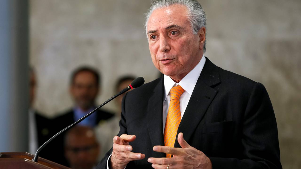 O presidente Michel Temer discursa sobre os dados do CAGED