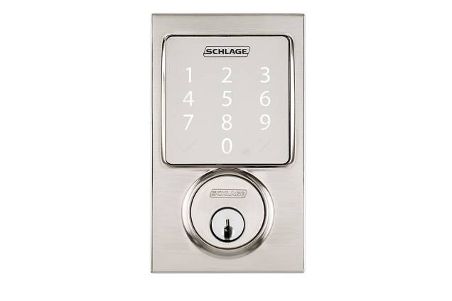 A fechadura<span> </span>Sense Smart, da Schlage, também é compatível com o HomeKit, da Apple. Isso quer dizer que é possível controlar a abertura da porta por um aplicativo no iPhone ou iPad --mas existe também a opção de digitar um código de segurança A fechadura<span> </span>Sense Smart, da Schlage, também é compatível com o HomeKit, da Apple. Isso quer dizer que é possível controlar a abertura da porta por um aplicativo no iPhone ou iPad --mas existe também a opção de digitar um código de segurança