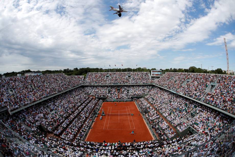 Vista geral da quadra Philippe Chatrier, durante a final de Roland Garros entre Rafael Nadal e Stan Wawrinka - 11/06/2017