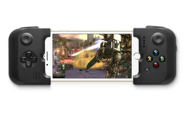 O joystick Gamevice, da Mobimax, pode ser usado para jogos de aplicativos de iPhones e iPads O joystick Gamevice, da Mobimax, pode ser usado para jogos de aplicativos de iPhones e iPads