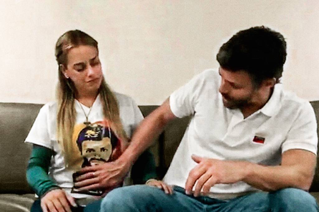 PERSEGUIÇÃO – Leopoldo López com a mulher, Lilian Tintori, anunciando a terceira gravidez dela: preso em seguida