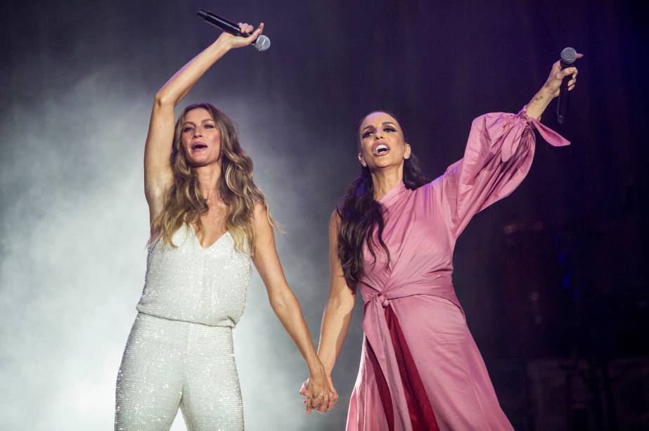 A modelo Gisele Bündchen, e a cantora Ivete Sangalo, no primeiro dia do Rock in Rio - 15/09/2017