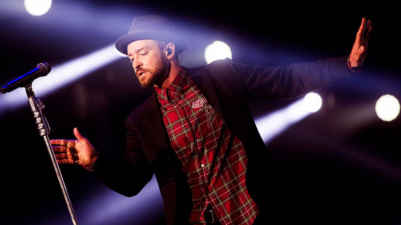 O cantor americano Justin Timberlake, durante show, no palco Mundo, no Rock in Rio, em Jacarepaguá, no Rio de Janeiro (RJ) - 17/09/2017
