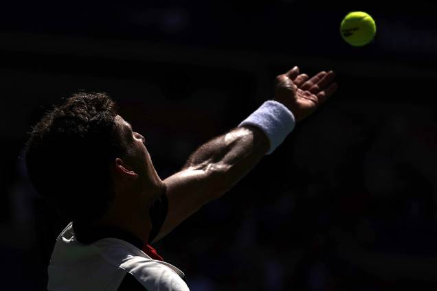 O espanhol Pablo Carreno Busta saca a bola durante partida contra Diego Schwartzman, da Argentina, no US Open, em Nova York O espanhol Pablo Carreno Busta saca a bola durante partida contra Diego Schwartzman, da Argentina, no US Open, em Nova York