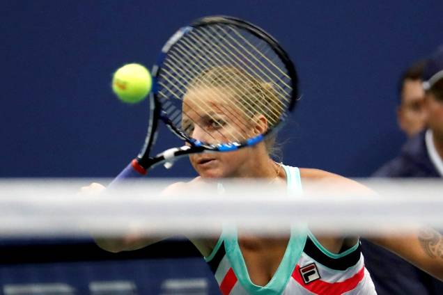 A tcheca Karolina Pliskova durante partida contra a americana Coco Vandeweghe, no US Open, em Nova York A tcheca Karolina Pliskova durante partida contra a americana Coco Vandeweghe, no US Open, em Nova York