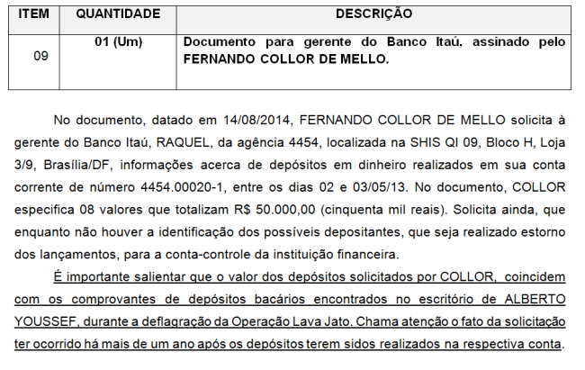 COLLOR – TRECHO DE RELATÓRIO DA PF