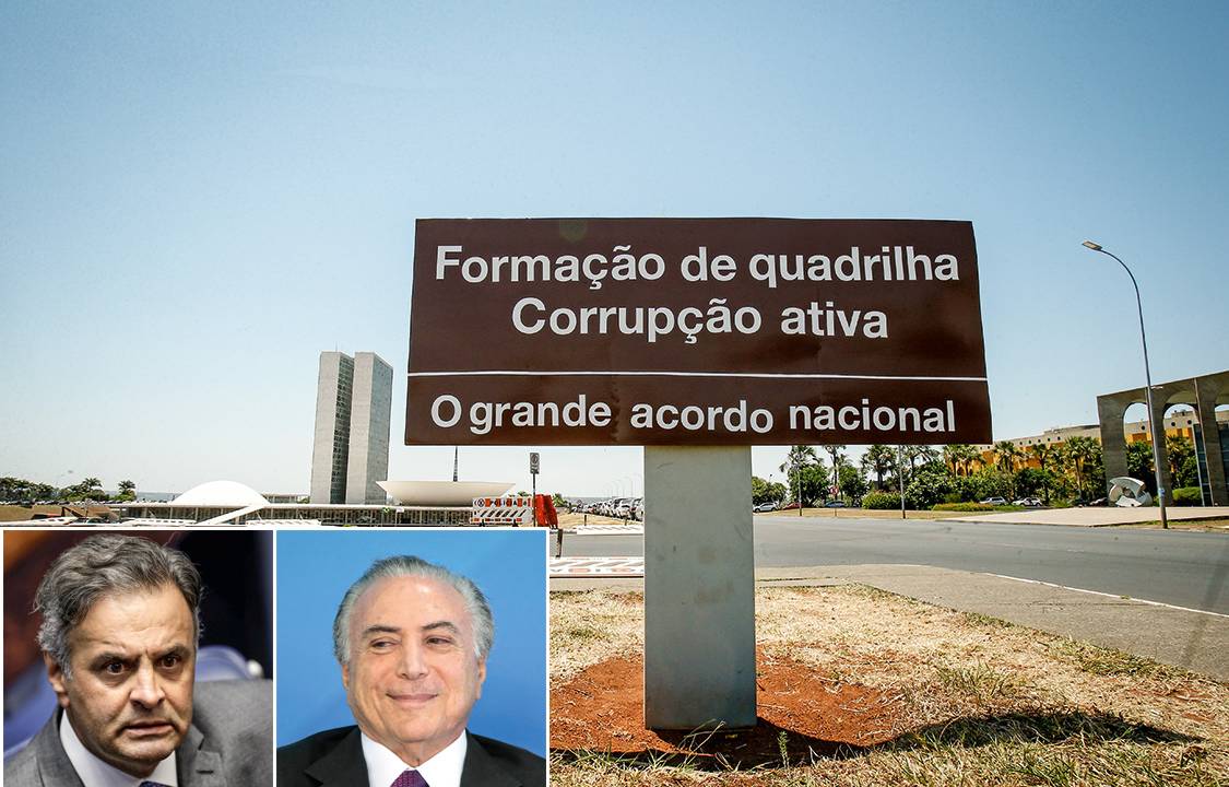 DF - PLACA/BRASÕLIAPROTESTO - POLÕTICA - Placa de sinalizaÁ¿o localizada na frente do Congresso Nacional, em BrasÌlia, usada indevidamente para protesto polÌtico, nesta segunda-feira, 16. 16/10/2017 - Foto: DIDA SAMPAIO/ESTAD¿O CONTE¿DO