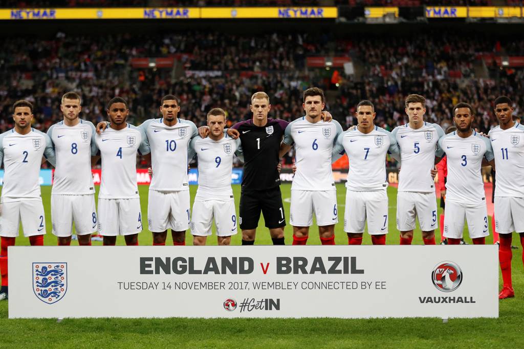 Soccer Football - International Friendly - England vs Brazil - Wembley Stadium, London, Britain - November 14, 2017 England's players pose as they line up before the match Action Images via Reuters/Carl Recine