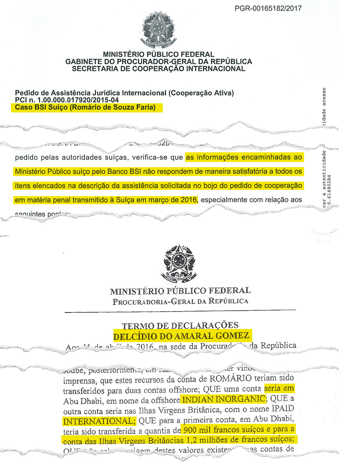 Nuvens, ainda &ndash; O documento da PGR revela erro e omiss&otilde;es do banco que levaram &agrave; retomada do caso. Acima, depoimento em que o ex-senador Delc&iacute;dio do Amaral trata da conta