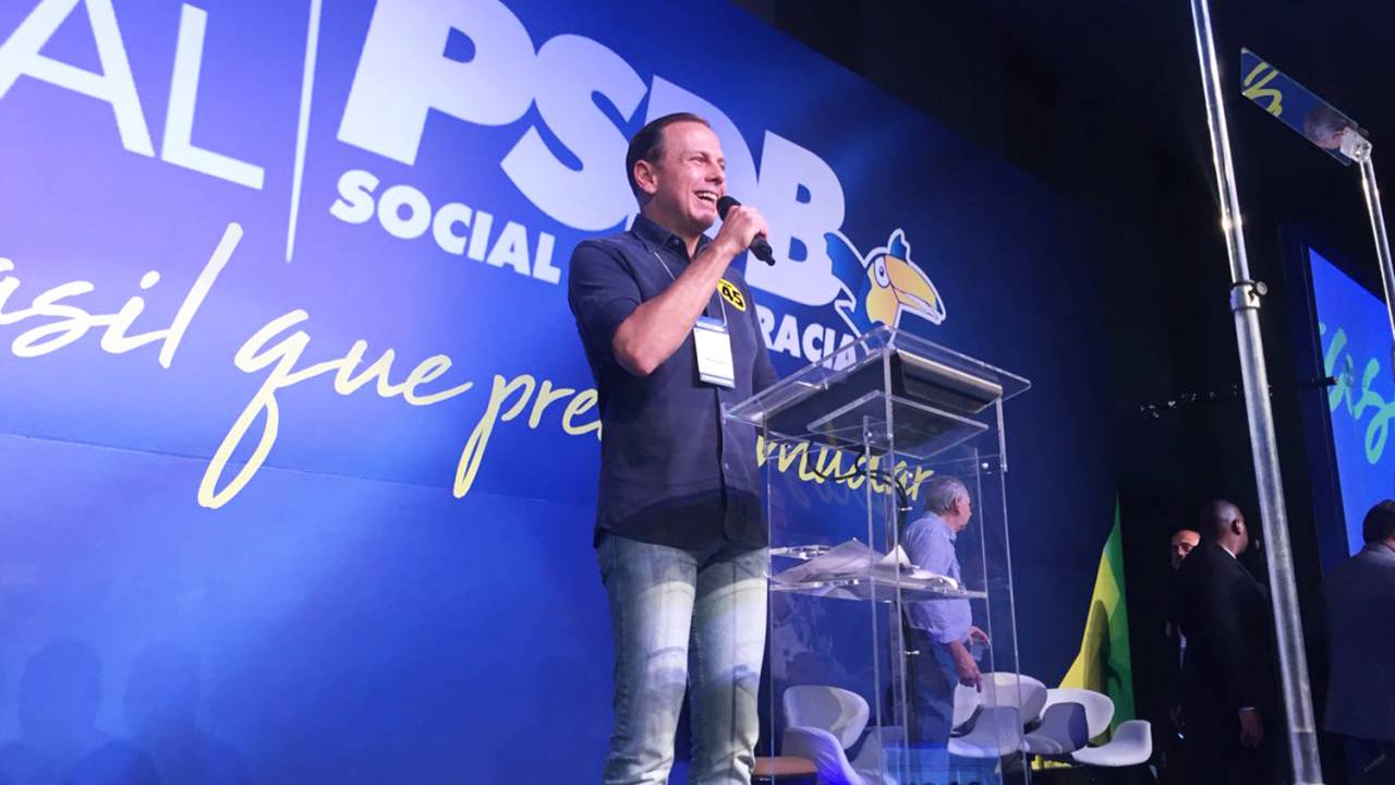 O prefeito de São Paulo, João Doria, discursa durante a 14ª Convenção Nacional do PSDB, para a escolha do novo presidente, Executiva e Diretório do partido, no Centro de Convenções Brasil 21, em Brasília (DF) - 09/12/2017