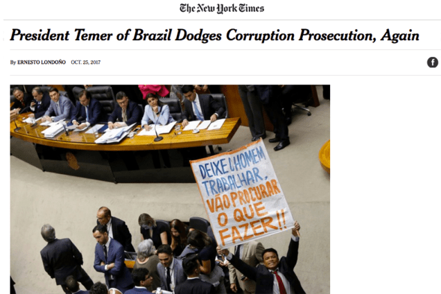 Jornal The New York Times noticia política brasileira Jornal The New York Times noticia política brasileira