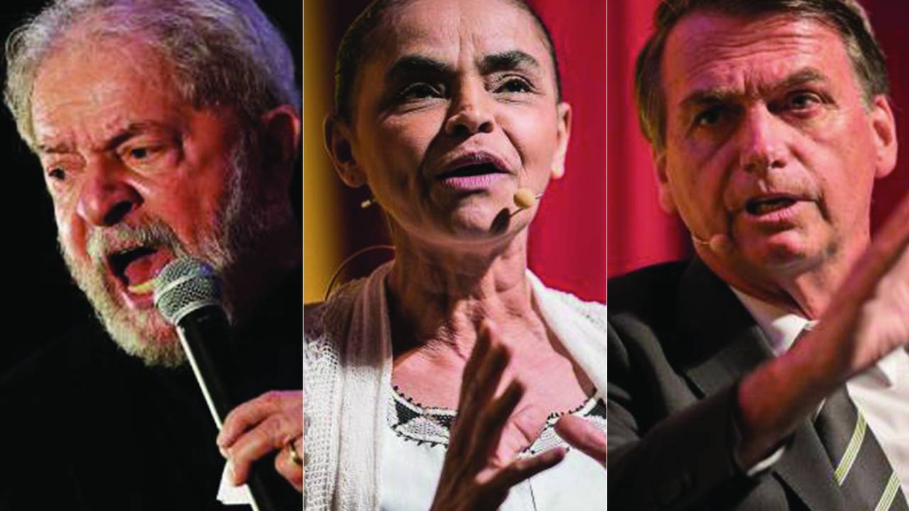 Lula, Marina Silva e Bolsonaro