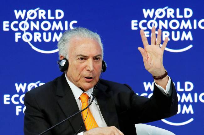 O presidente da República, Michel Temer O presidente da República, Michel Temer, participa do Fórum Econômico Mundial, realizado em Davos, na Suíça - 24/01/2018
