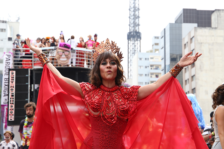 Alessandra Negrini participa do bloco Acadêmicos do Baixo Augusta, em São Paulo (SP), durante o pré-Carnaval paulistano - 04/02/2018