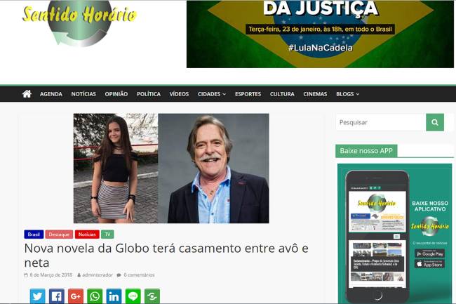 Fake News: Novela da Globo ter´å casamento entre avô e neta