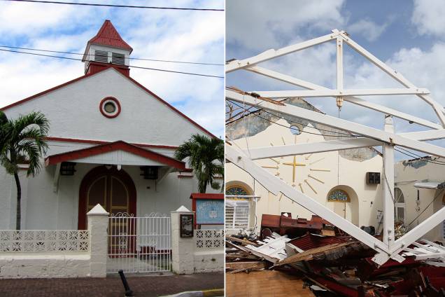 Antes e depois da passagem do furacão Irma Antes e depois da passagem do furacão Irma