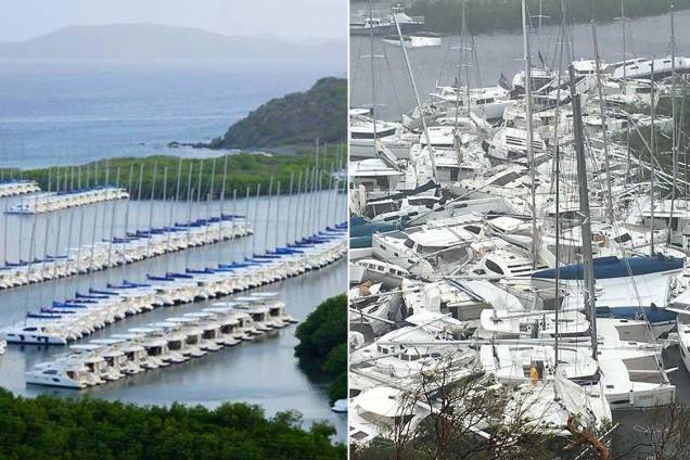 Antes e depois da passagem do furacão Irma Antes e depois da passagem do furacão Irma