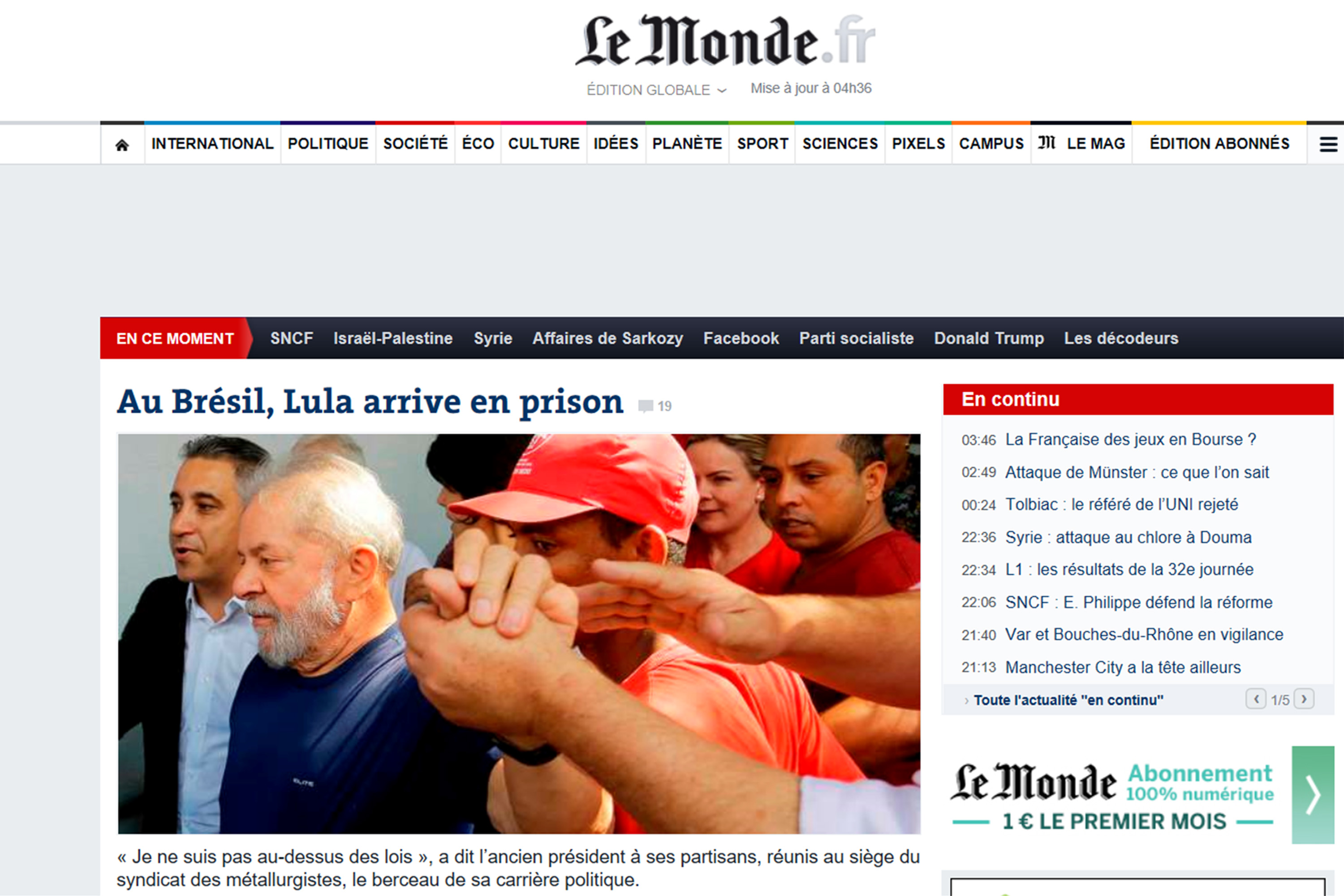 Le Monde: ‘pai dos pobres vai dormir em cela de poucos metros quadrados’