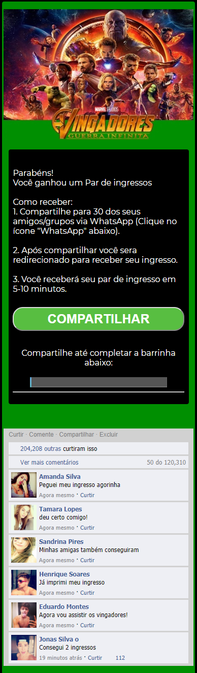 Ingresso grátis para o filme: Vingadores, Guerra Infinita