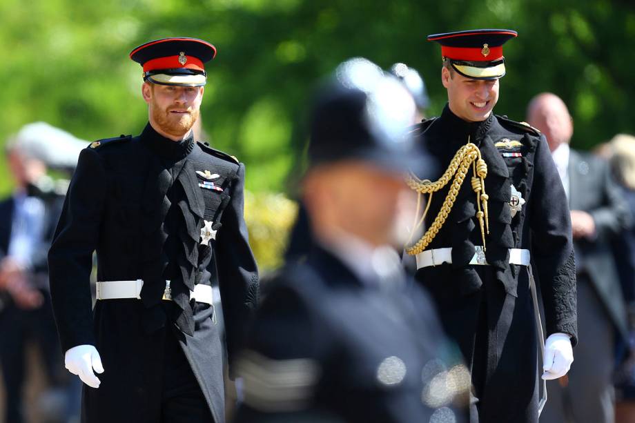 Príncipes Harry e William chegam ao Castelo de Windsor para a cerimônia - 19/05/2018