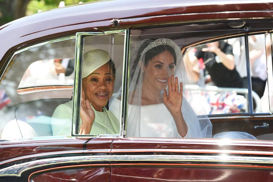 Ela chegou acompanhada da sua mãe, Doria Ragland - 19/05/2018