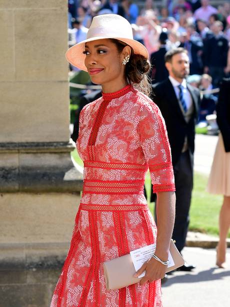 Gina Torres chega para o casamento do príncipe Harry e da atriz Meghan Markle, na Capela de São Jorge, em Windsor - 19/05/2018