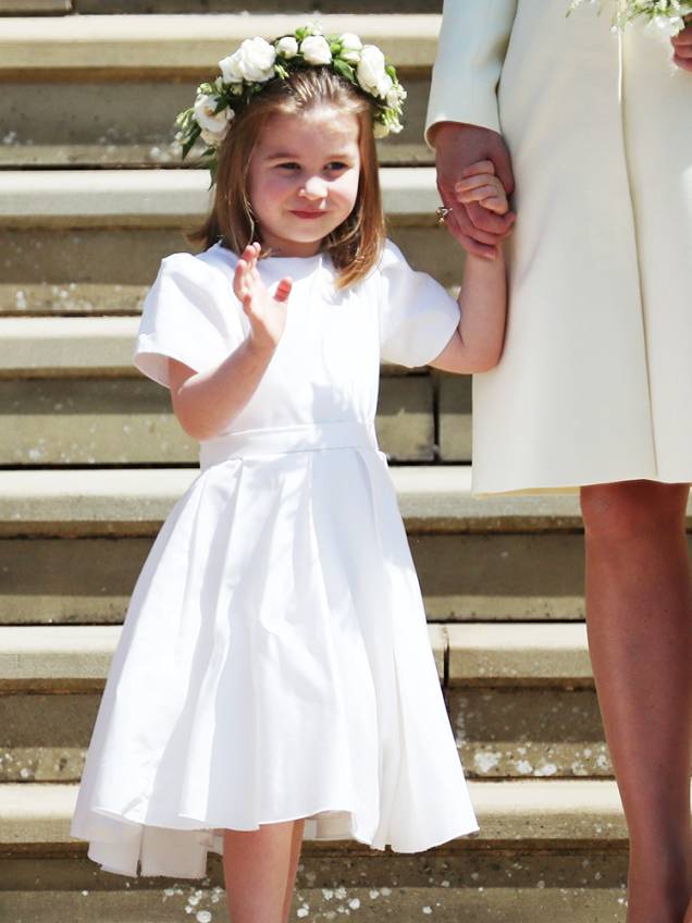 Dama de honra, a princesa Charlotte deixa Capela de São Jorge, em Windsor - 19/05/2018 Dama de honra, a princesa Charlotte deixa Capela de São Jorge, em Windsor - 19/05/2018