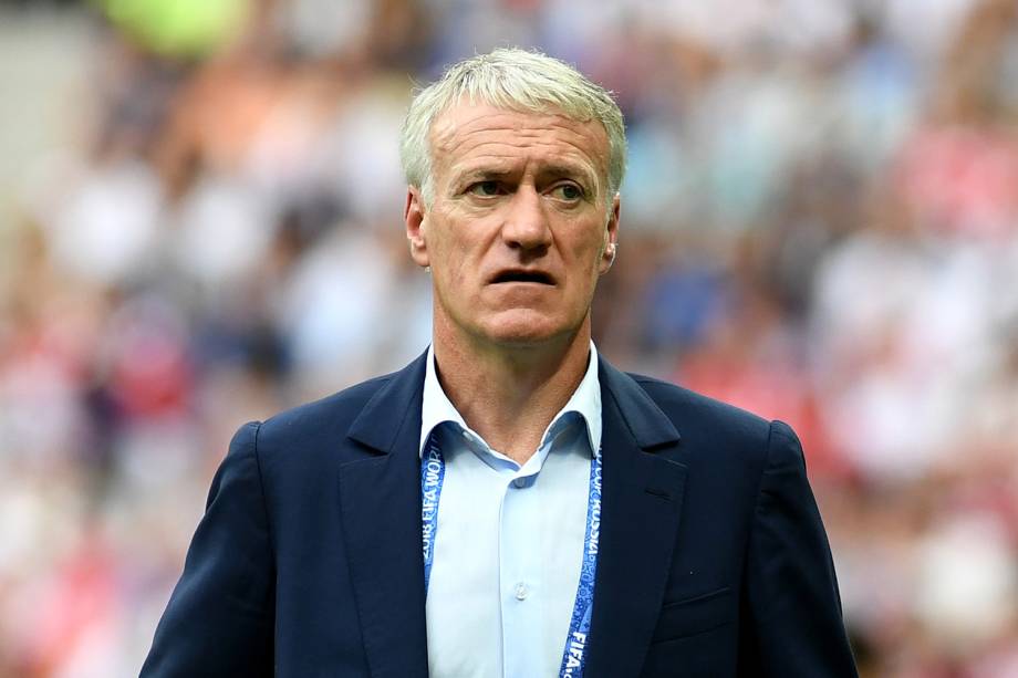 O técnico francês Didier Deschamps durante partida contra a Croácia, válida pela final da Copa do Mundo - 15/07/2018