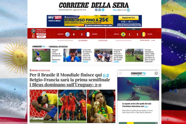 Home page do Corriere Della Sera